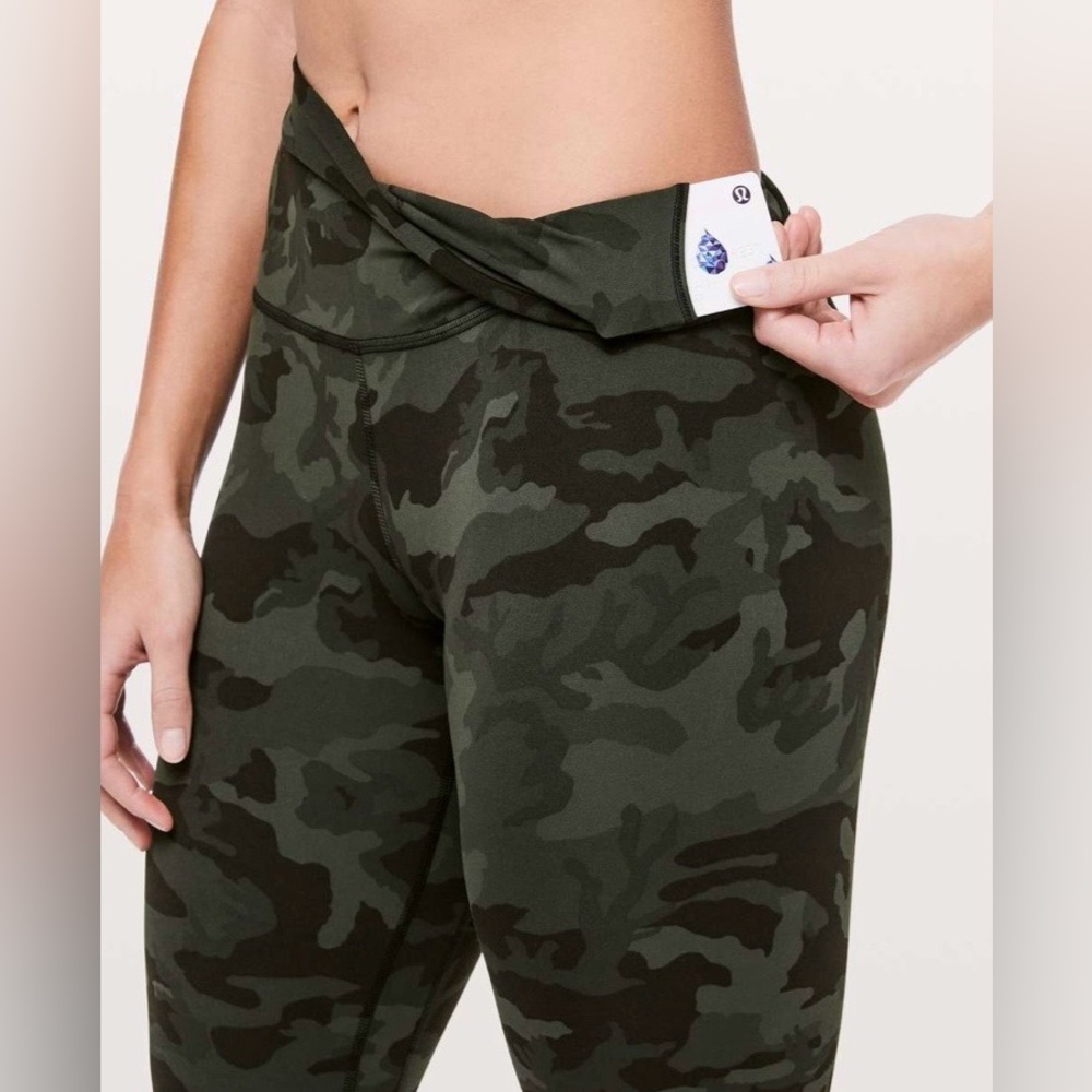 Lululemon Vuori Alo Yoga Women’s Align Crop 21” Leggings Pants Camo Green 6 - Picture 4 of 12